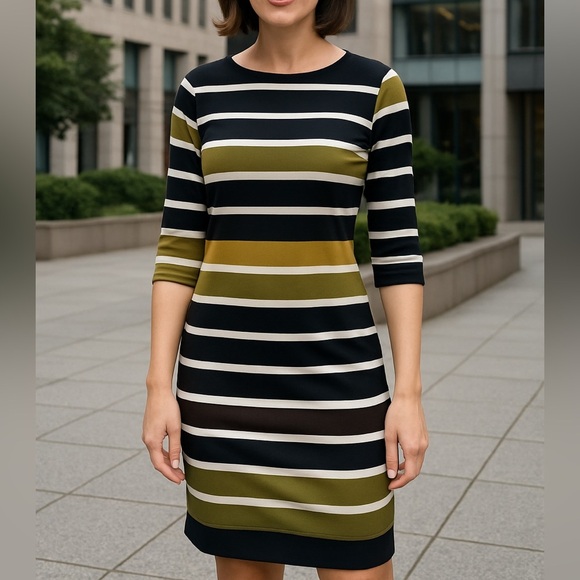 EnFocus Studio Women’s Multi Stripe Stretch Dress Size 8 Business Office Wear - Picture 1 of 7